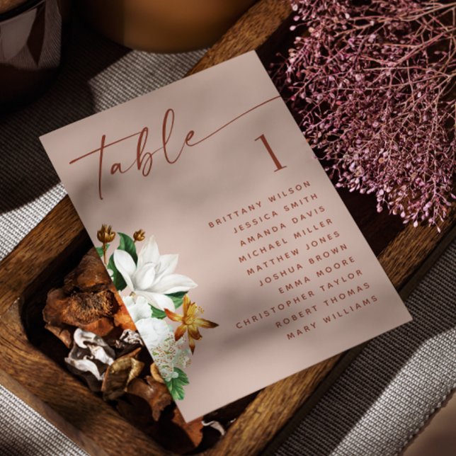 Convites Vintage camellia. Gráfico de assentos de casamento (Criador carregado)