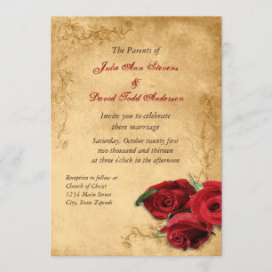 Convites Vintage Caramel Brown & Rosa Wedding