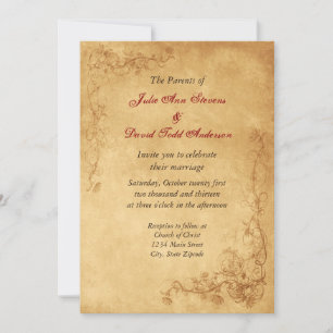 Convites Vintage Caramel Brown Wedding