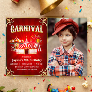 Convites Vintage Carnival Birthday com Paisagem Fotográfica