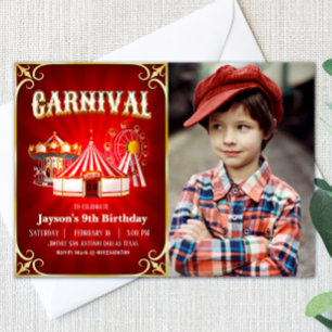 Convites Vintage Carnival Birthday com Paisagem Fotográfica