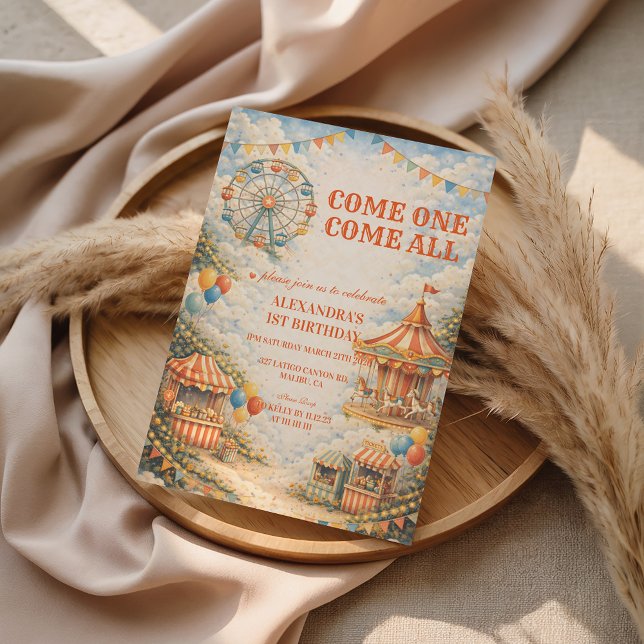 Convites Vintage Carnival Circus Birthday (Criador carregado)