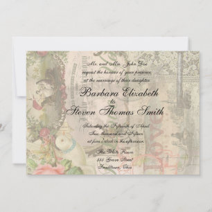 Convites Vintage Casamento Antiquado de Casamento Elegante