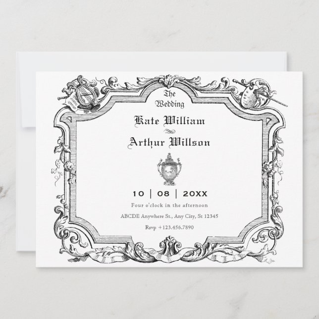 Convites Vintage, casamento artístico (Frente)