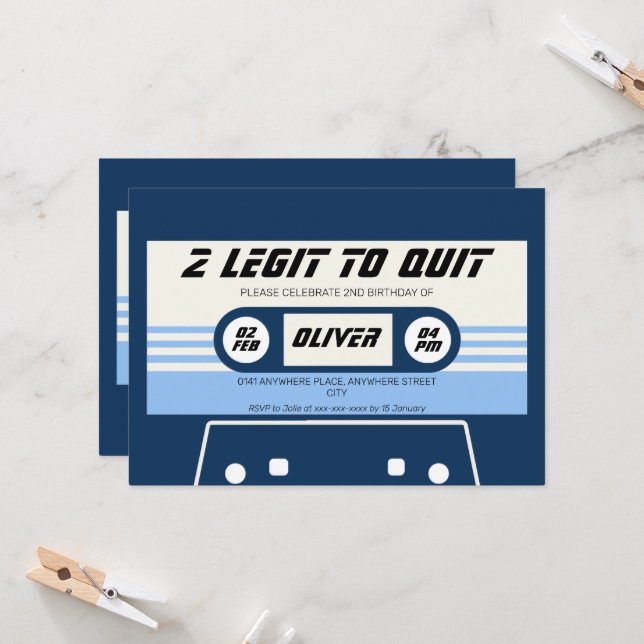 Convites Vintage casset boy no segundo aniversário (Frente/Verso In Situ)