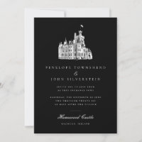Vintage Castle Illustration Black Wedding