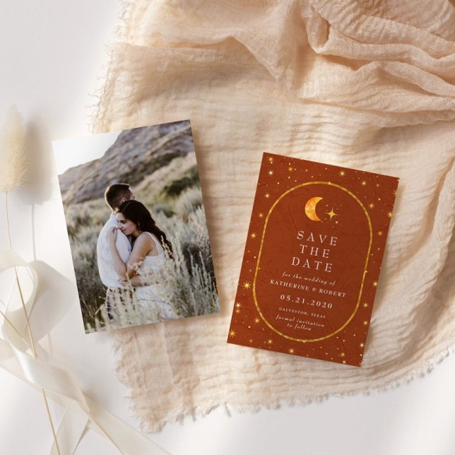 Convites Vintage Celestial Foto Salva A Data (Criador carregado)