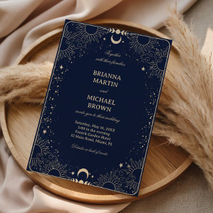 Convites Vintage Celestial Meia-Noite