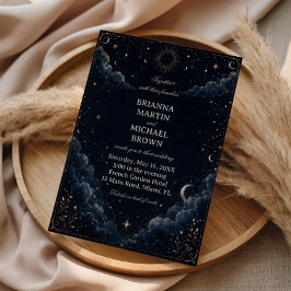 Convites Vintage Celestial Meia-Noite