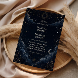 Convites Vintage Celestial Meia-Noite