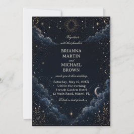 Convites Vintage Celestial Meia-Noite