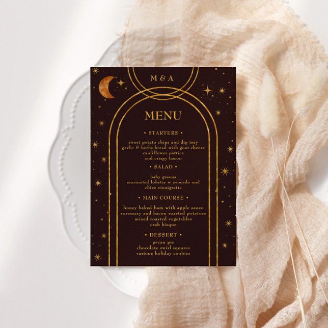 Convites Vintage Celestial Moon Stars Menu Janto Casamento (Criador carregado)