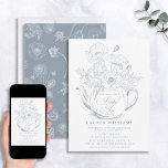 Convites Vintage Chá de Chá Botânica Azul Dusty<br><div class="desc">Não procure mais um convite para chá de noiva moderno e inspirado em vintage para o seu próximo evento. Nosso Vintage Dusty Blue Botanical Bridal Chip Invitation é o acompanhamento perfeito para convidar seus hóspedes em estilo. Apresentando um belo estilo de arte em linha design de papo islandês em um...</div>