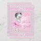 Convites Vintage Chá de fraldas Girl Bonito Pink Ballerina (Frente/Verso)