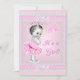 Convites Vintage Chá de fraldas Girl Bonito Pink Ballerina (Frente)