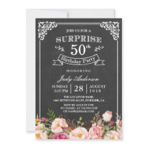 Vintage Chalkboard Floral Surprise Festa de aniver