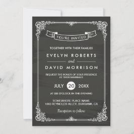 Convites Vintage Chalkboard Frame Elegant Formal Weding
