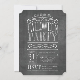 Convites Vintage Chalkboard Halloween Party