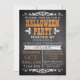 Convites Vintage Chalkboard Halloween Party Personalizado