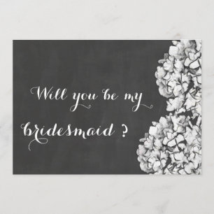 Convites Vintage Chalkboard Hydrangeas Bridesmaid