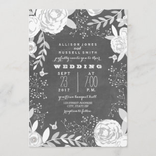 Convites Vintage Chalkboard Inspirou Casamento de Jardim