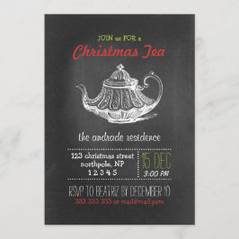 Convites Vintage Chalkboard Teapot Red