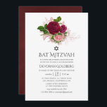 Convites Vintage Chic Blush e Burgundy Floral Bat Mitzvah<br><div class="desc">Vintage chic blush cor-de-rosa e rosa burgundy bat mitzvah convite com sotaque de ouro rosa.</div>