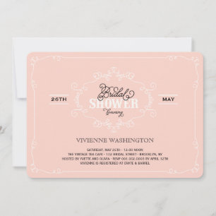 Convites Vintage Chic Flourish - Chá de panela Rosa Convit