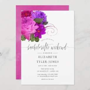 Convites Vintage Chic Fuchsia e Festa de solteira roxa