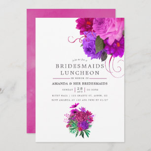Convites Vintage Chic Fuchsia & Purple Bridesmaids Luncheid