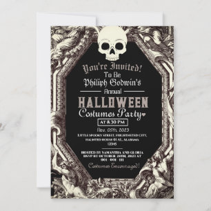 Convites Vintage Chic Gothic Dark Halloween Festa de Figuri