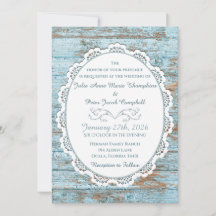 Vintage Chic Lace e Rustic Blue Beach Wood