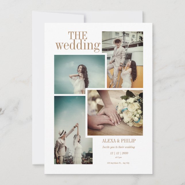 Convites Vintage Chic Photo Weding Invitation (Frente)