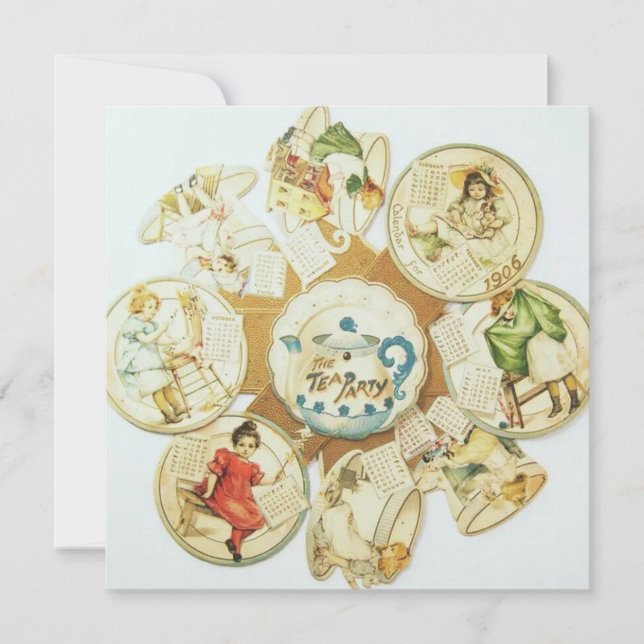 Convites Vintage Chikdren's Tea Party (Frente)