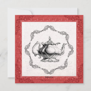 Convites Vintage China Teapot Chá de panela Tea Party