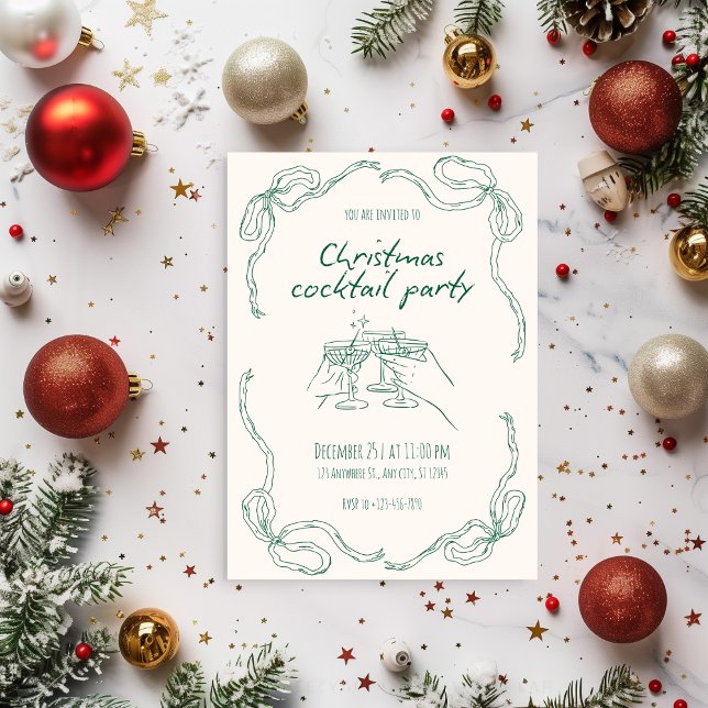 Convites Vintage Christmas Cocktail Party (Criador carregado)