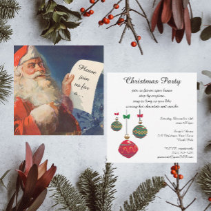 Convites Vintage Christmas, Retro Santa Claus Invitation