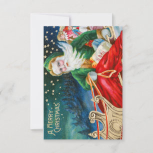 Convites Vintage Christmas Santa And Sleigh