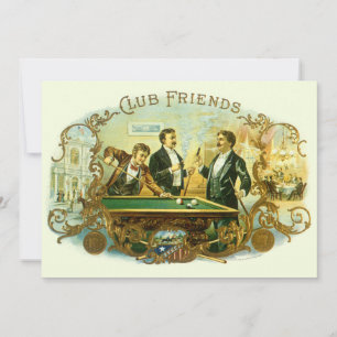 Convites Vintage Cigar Label Art, Club Amigos Billiards