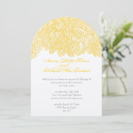 Convites Vintage Cinza Floral Chrysanthemum e Yellow