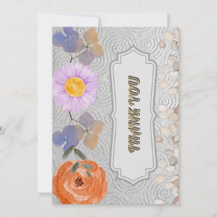 Convites Vintage Cinza Textura Floral Obrigado Casamento
