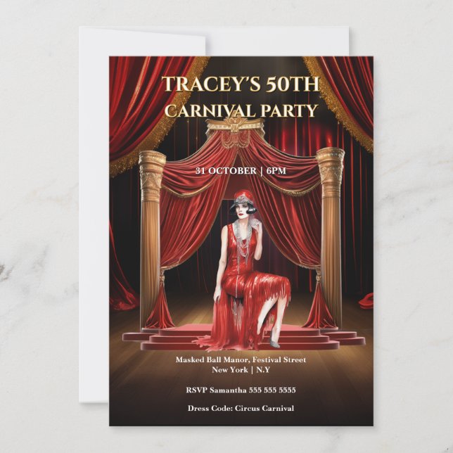 Convites Vintage Circus 50th Birthday Invitation (Frente)