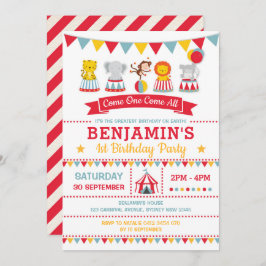 Convites Vintage Circus Birthday Carnaval
