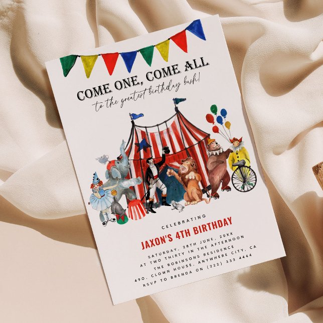 Convites Vintage Circus Festival Show Kid Aniversário (Criador carregado)