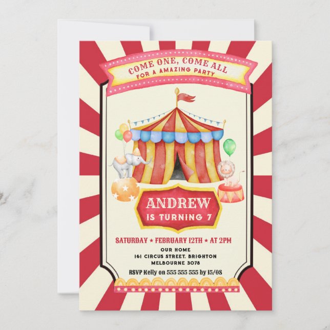 Convites Vintage Circus Party (Frente)
