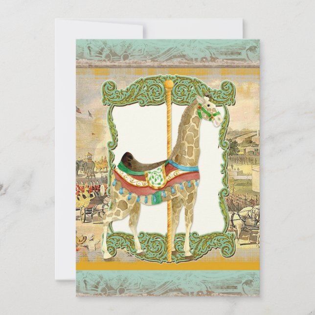 Convites Vintage Circus Poster, Chá de fraldas Giraffe (Frente)