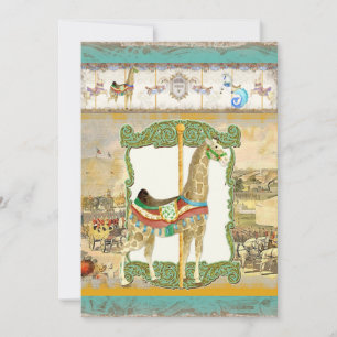 Convites Vintage Circus Poster, Chá de fraldas Giraffe