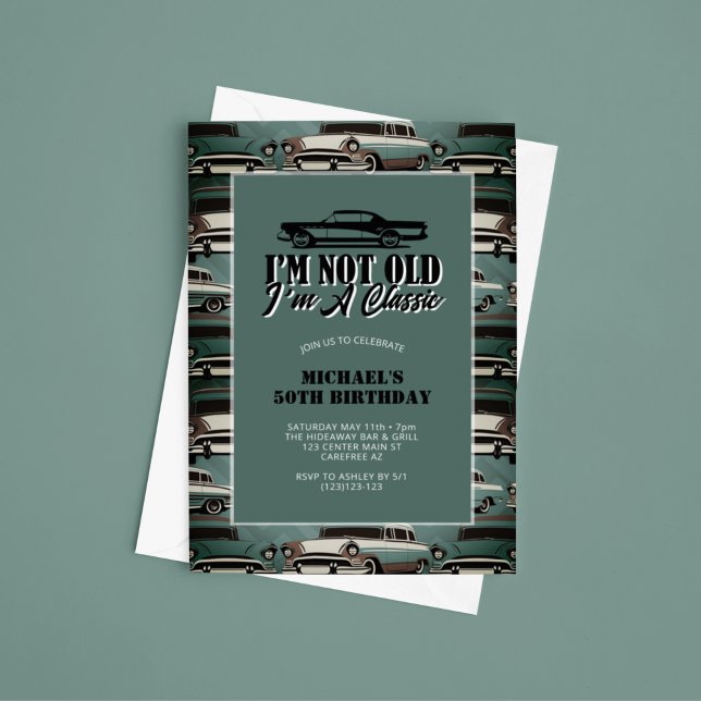 Convites Vintage Classic Cars 50º aniversário (Criador carregado)