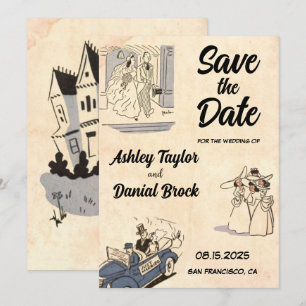 Convites Vintage Classic Na moda Chic Wedding Salvar Data