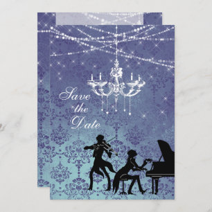 Convites Vintage Classical Music Chandelier Salvar a Data
